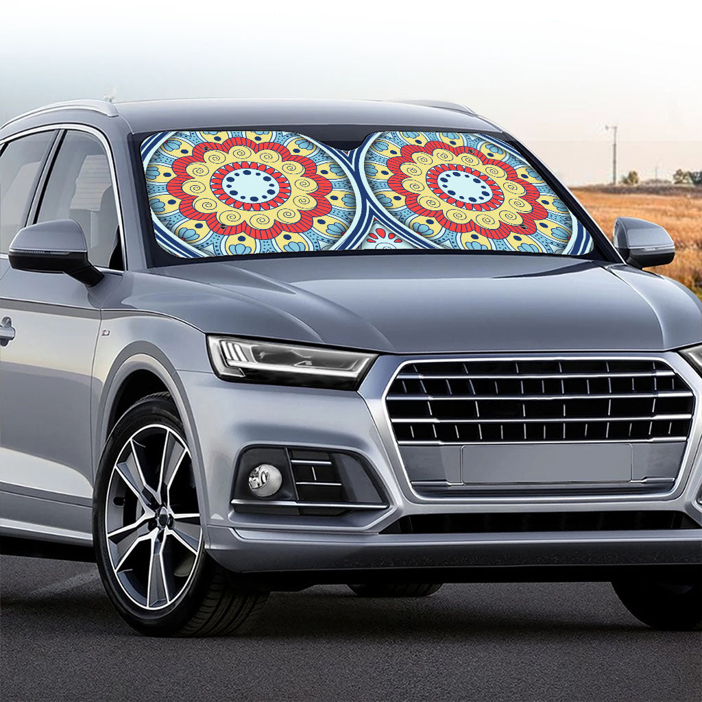 Pastel Ornament Mandala Print Car Windshield Sun Shade