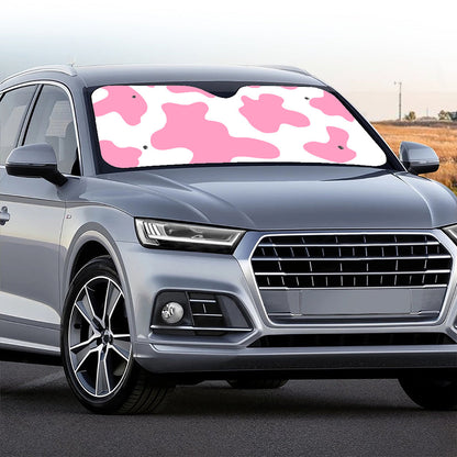 Pastel Pink And White Cow Print Car Windshield Sun Shade