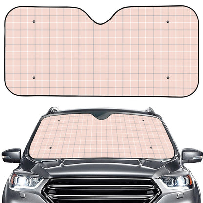 Pastel Pink Tattersall Pattern Print Car Windshield Sun Shade