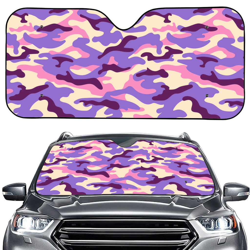 Pastel Purple Camouflage Print Car Windshield Sun Shade