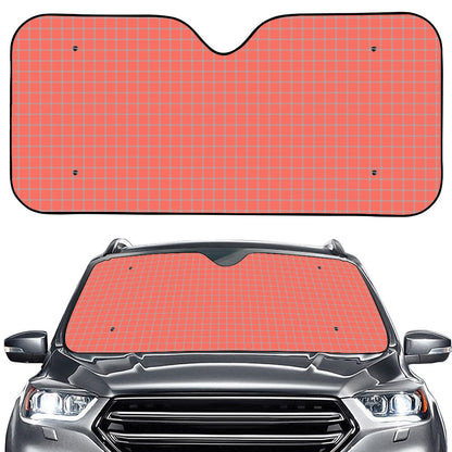 Pastel Red And Grey Tattersall Print Car Windshield Sun Shade