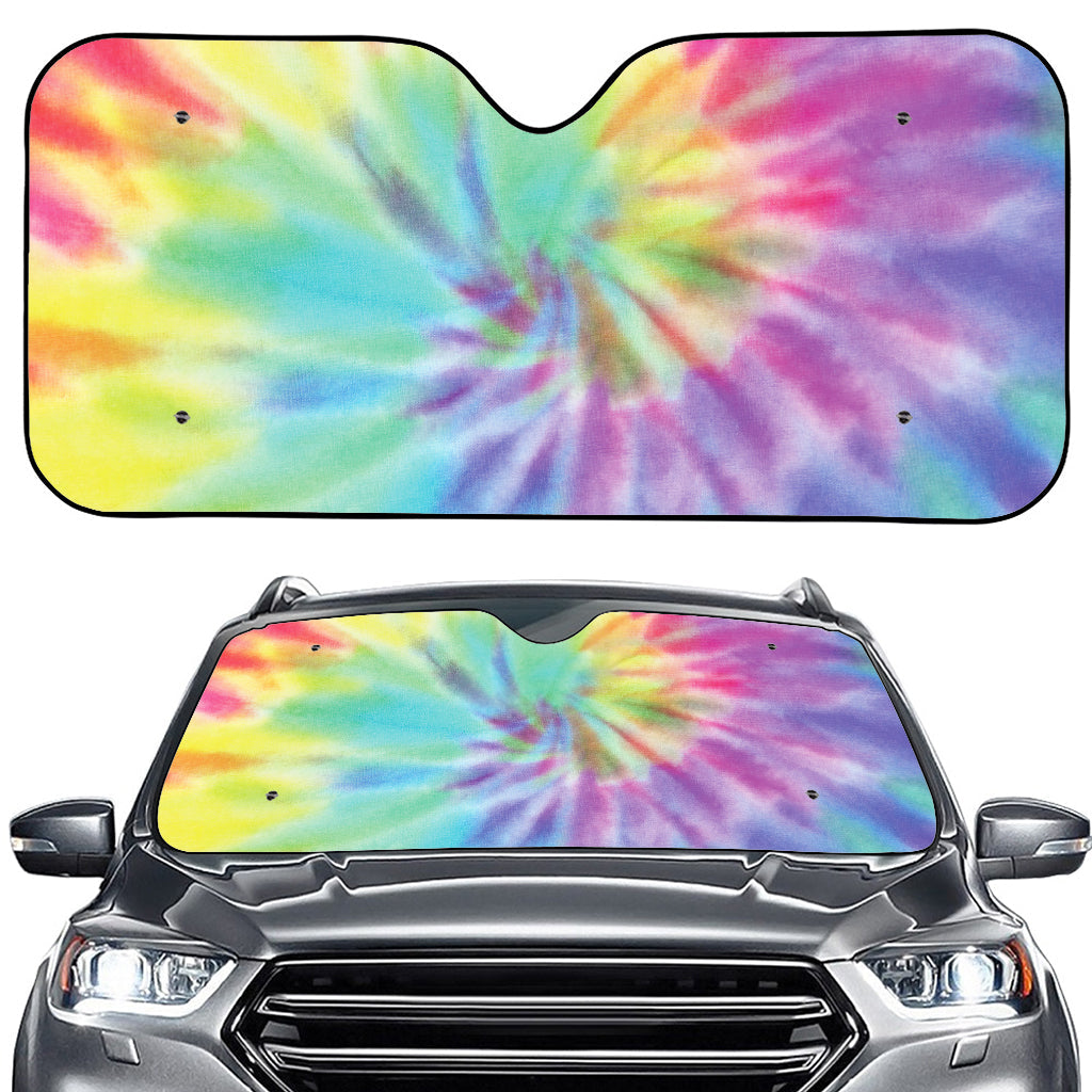 Pastel Spiral Tie Dye Print Car Windshield Sun Shade