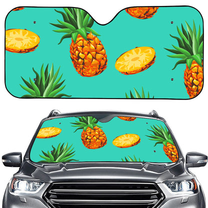 Pastel Turquoise Pineapple Pattern Print Car Windshield Sun Shade