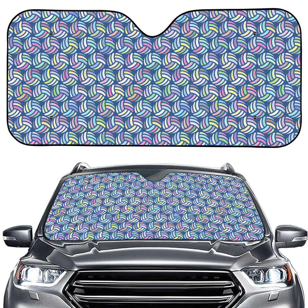 Pastel Volleyball Pattern Print Car Windshield Sun Shade