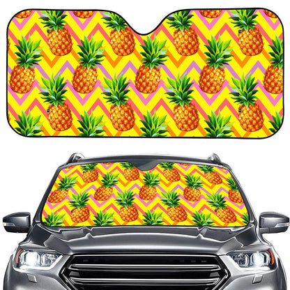 Pastel Zig Zag Pineapple Pattern Print Car Windshield Sun Shade