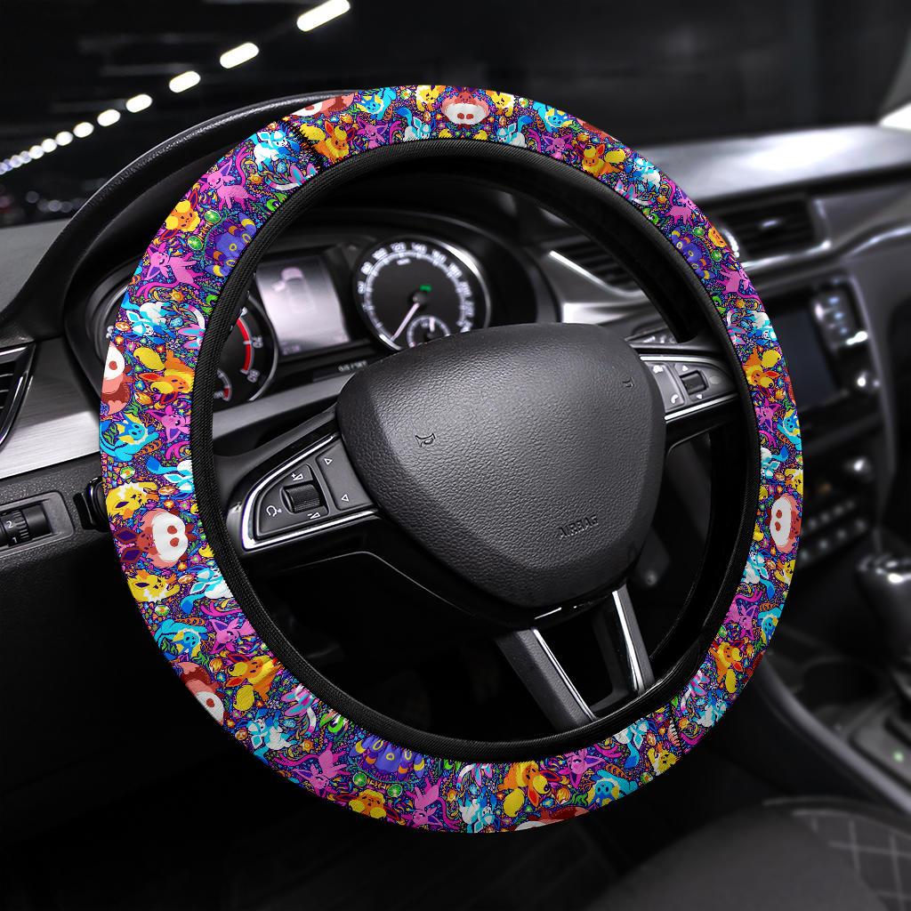Pattern Eevee Evoulution Color Car Steering Wheel Cover