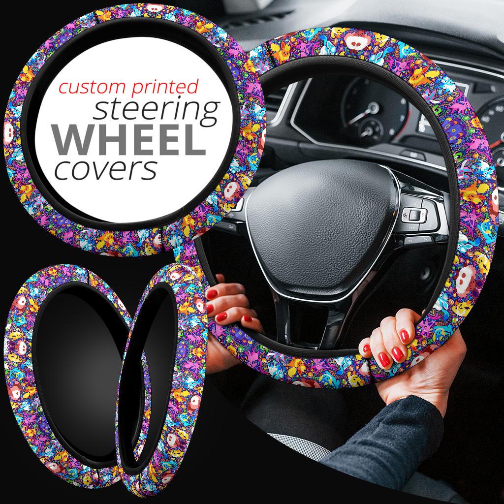 Pattern Eevee Evoulution Color Car Steering Wheel Cover
