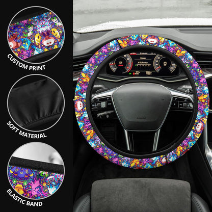 Pattern Eevee Evoulution Color Car Steering Wheel Cover