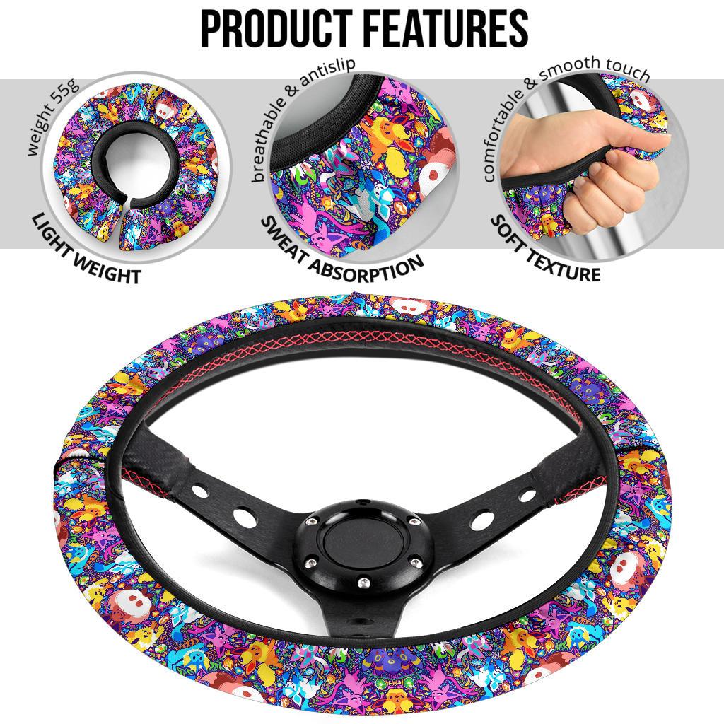 Pattern Eevee Evoulution Color Car Steering Wheel Cover