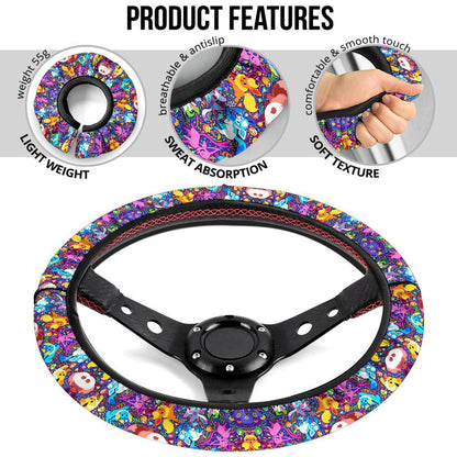 Pattern Eevee Evoulution Color Car Steering Wheel Cover