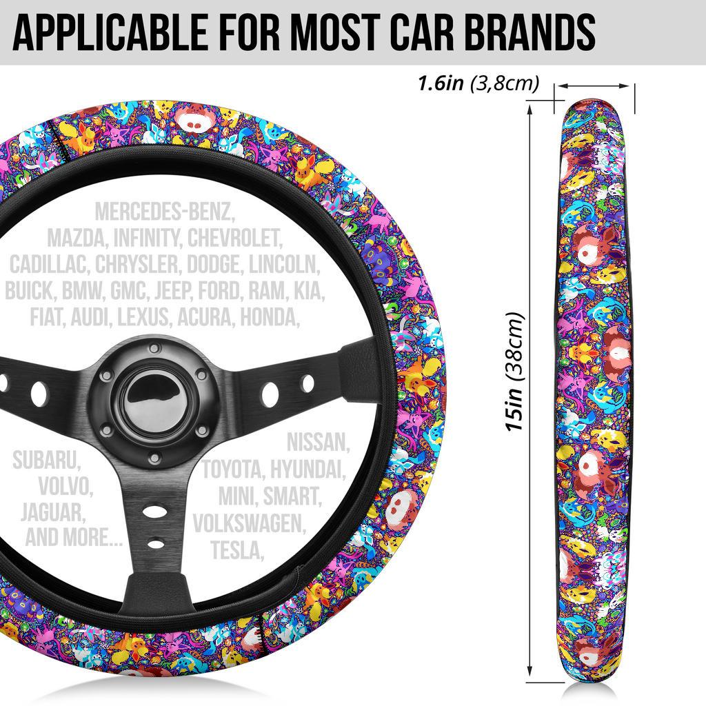 Pattern Eevee Evoulution Color Car Steering Wheel Cover