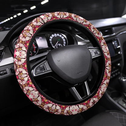 Pattern Fox Red Car Steering Wheel Cover