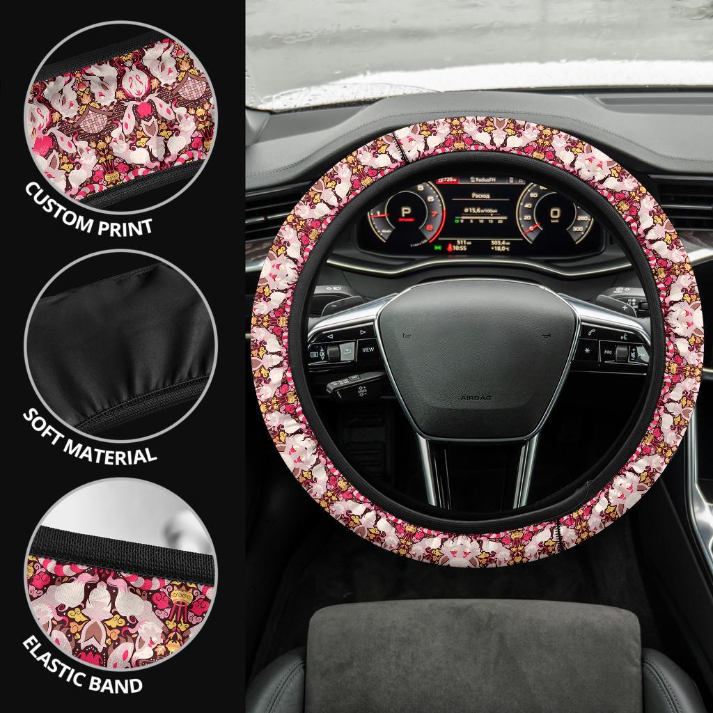 Pattern Fox Red Car Steering Wheel Cover