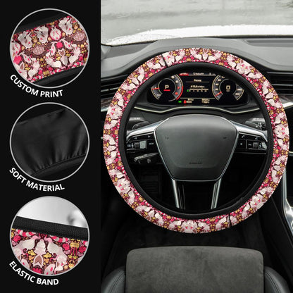 Pattern Fox Red Car Steering Wheel Cover