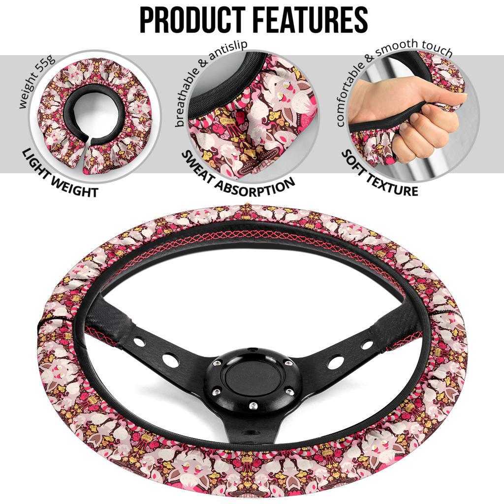 Pattern Fox Red Car Steering Wheel Cover