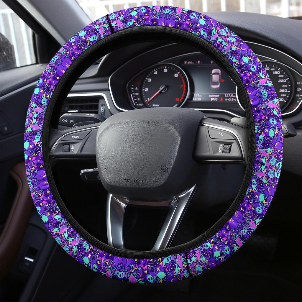 Pattern Ghost Purple Car Steering Wheel Cover 2