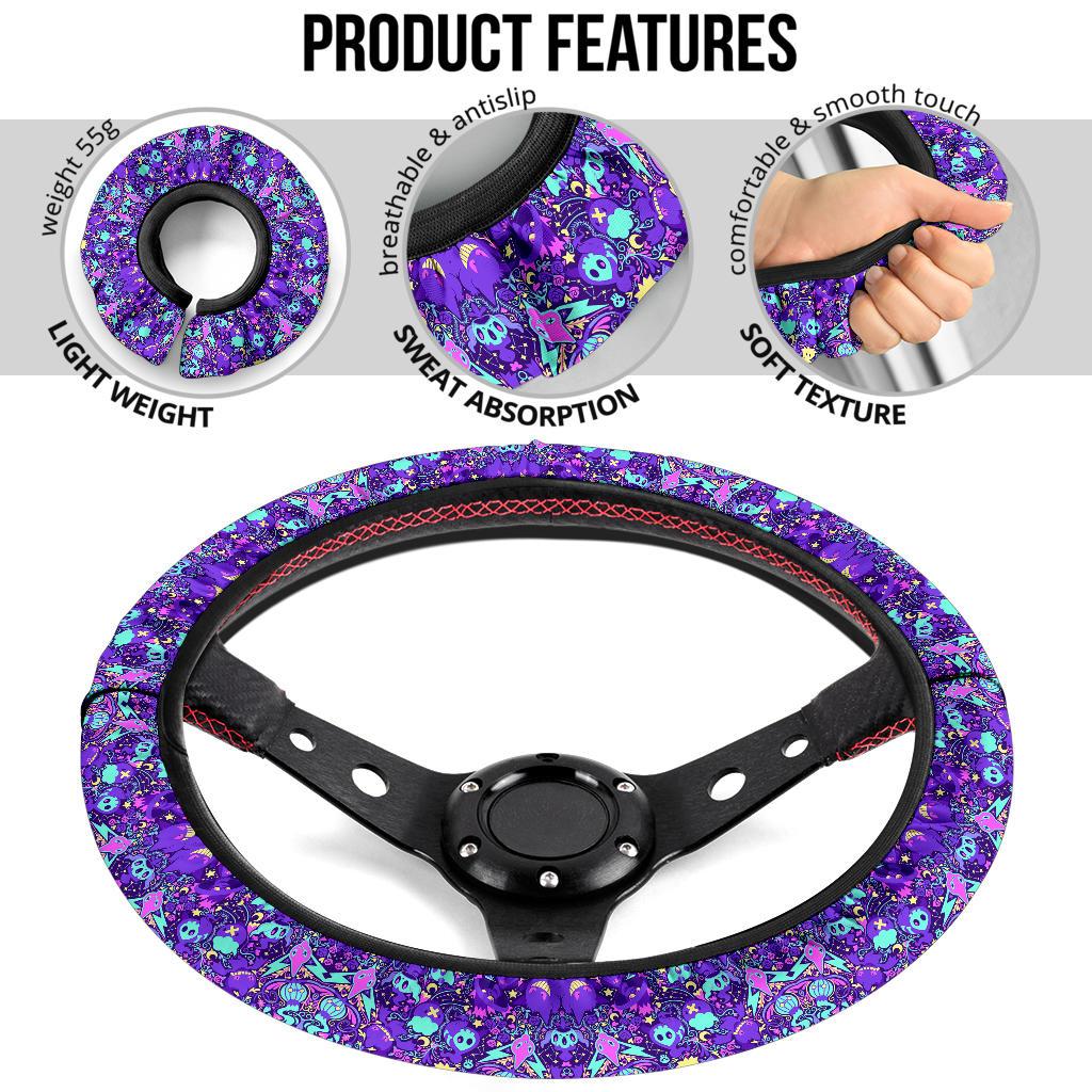 Pattern Ghost Purple Car Steering Wheel Cover 2
