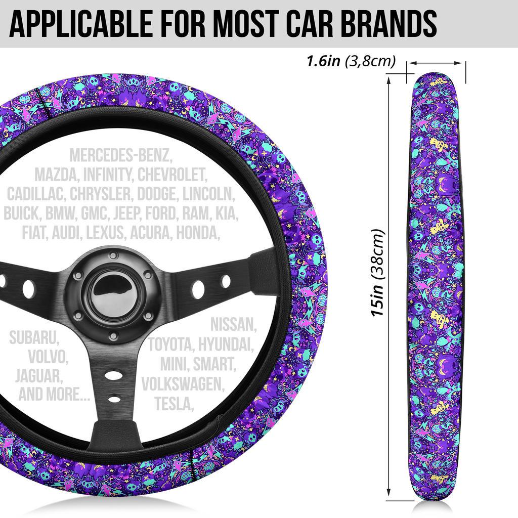 Pattern Ghost Purple Car Steering Wheel Cover 2
