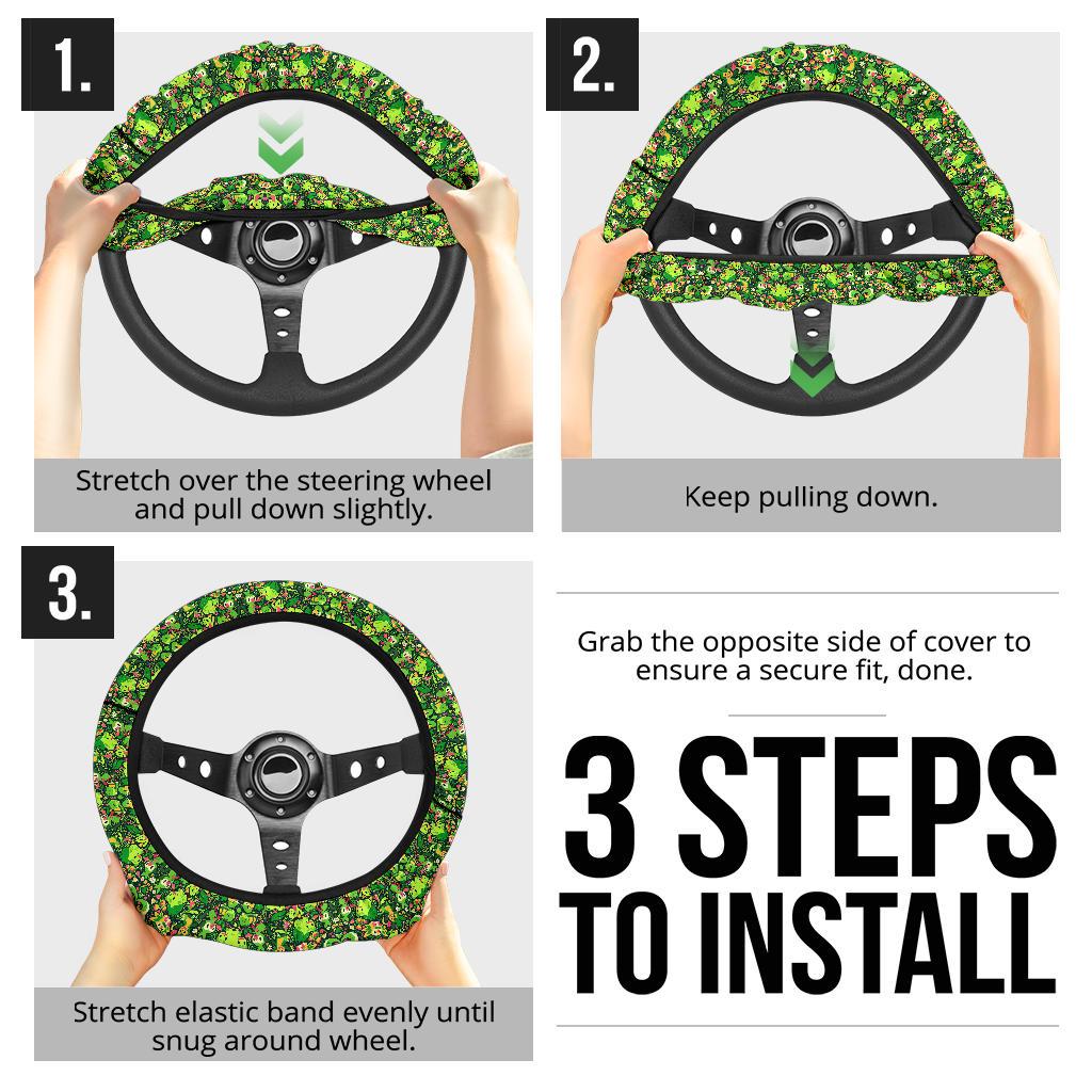 Pattern Grass Green Car Custom Steering Wheel Cover