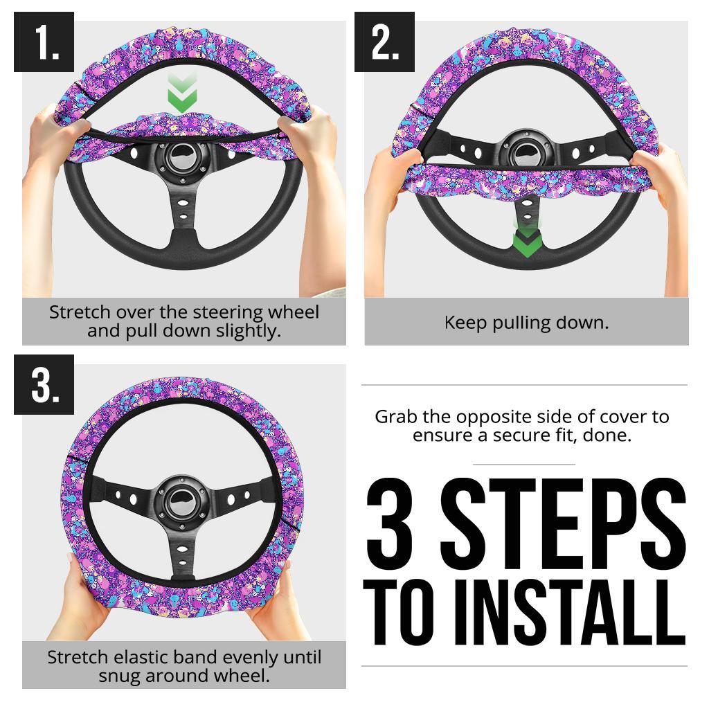 Pattern Purple Custom Car Steering Wheel Cover