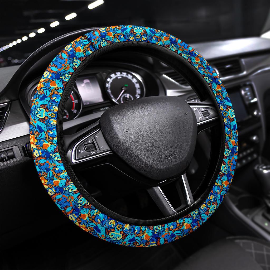 Pattern Water Blue Car Steering Wheel Cover