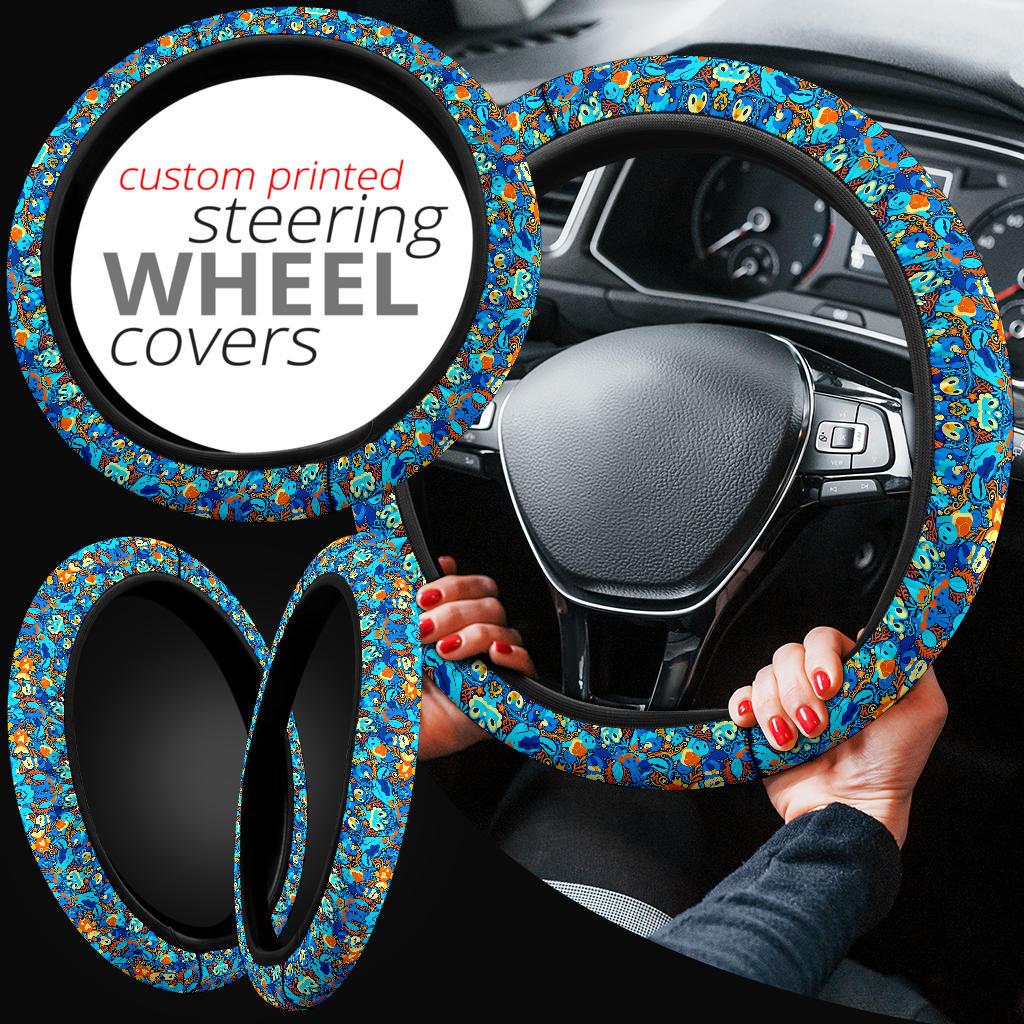 Pattern Water Blue Car Steering Wheel Cover