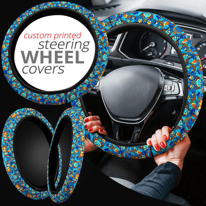 Pattern Water Blue Car Steering Wheel Cover