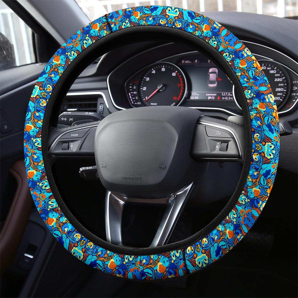 Pattern Water Blue Car Steering Wheel Cover