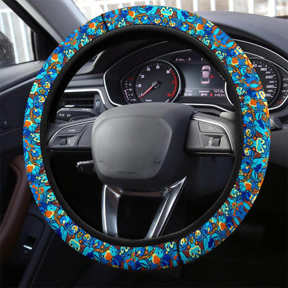 Pattern Water Blue Car Steering Wheel Cover