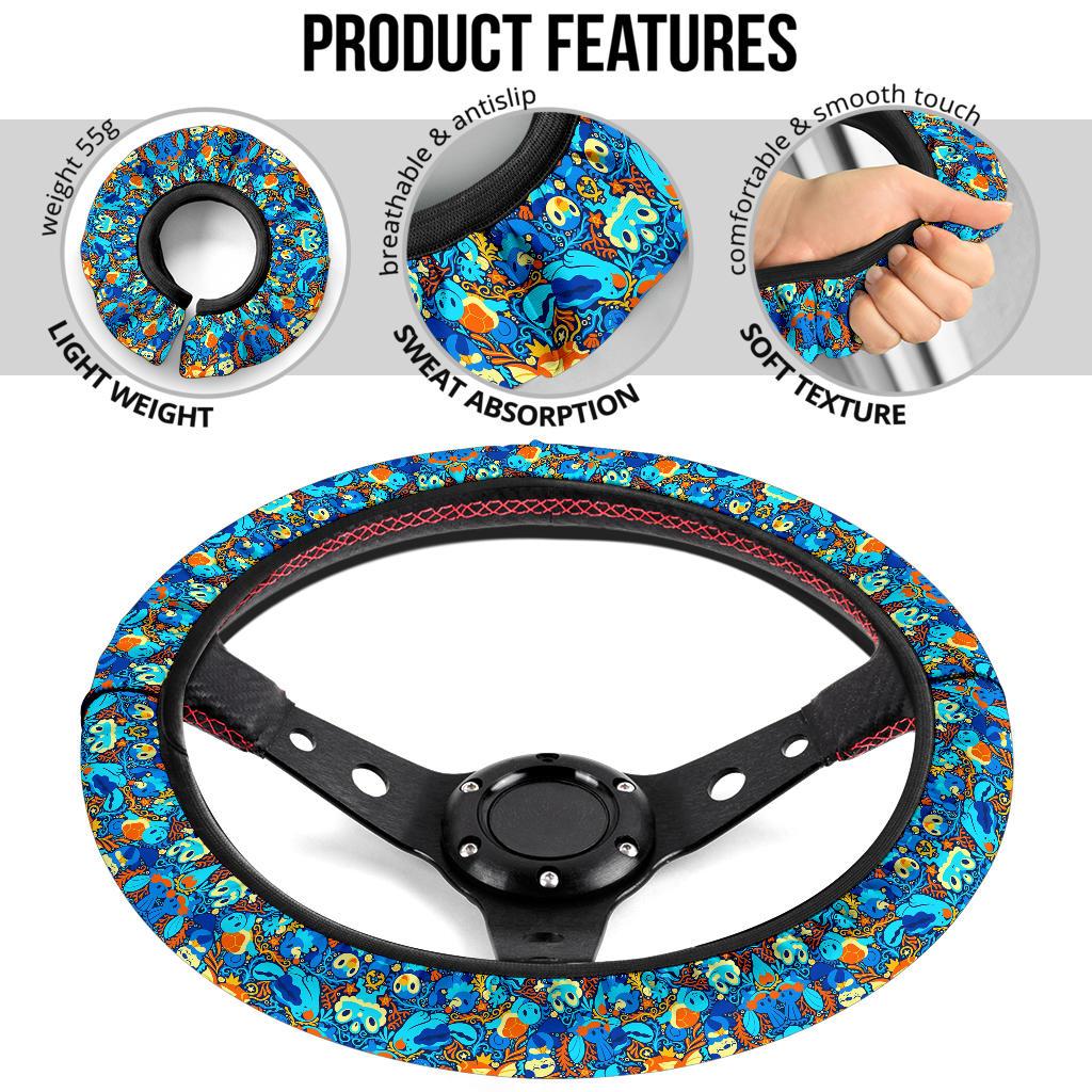 Pattern Water Blue Car Steering Wheel Cover
