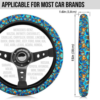 Pattern Water Blue Car Steering Wheel Cover