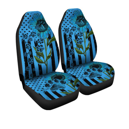 Paws Sunflower Car Seat Covers Custom US Flag Blue Car Accessories