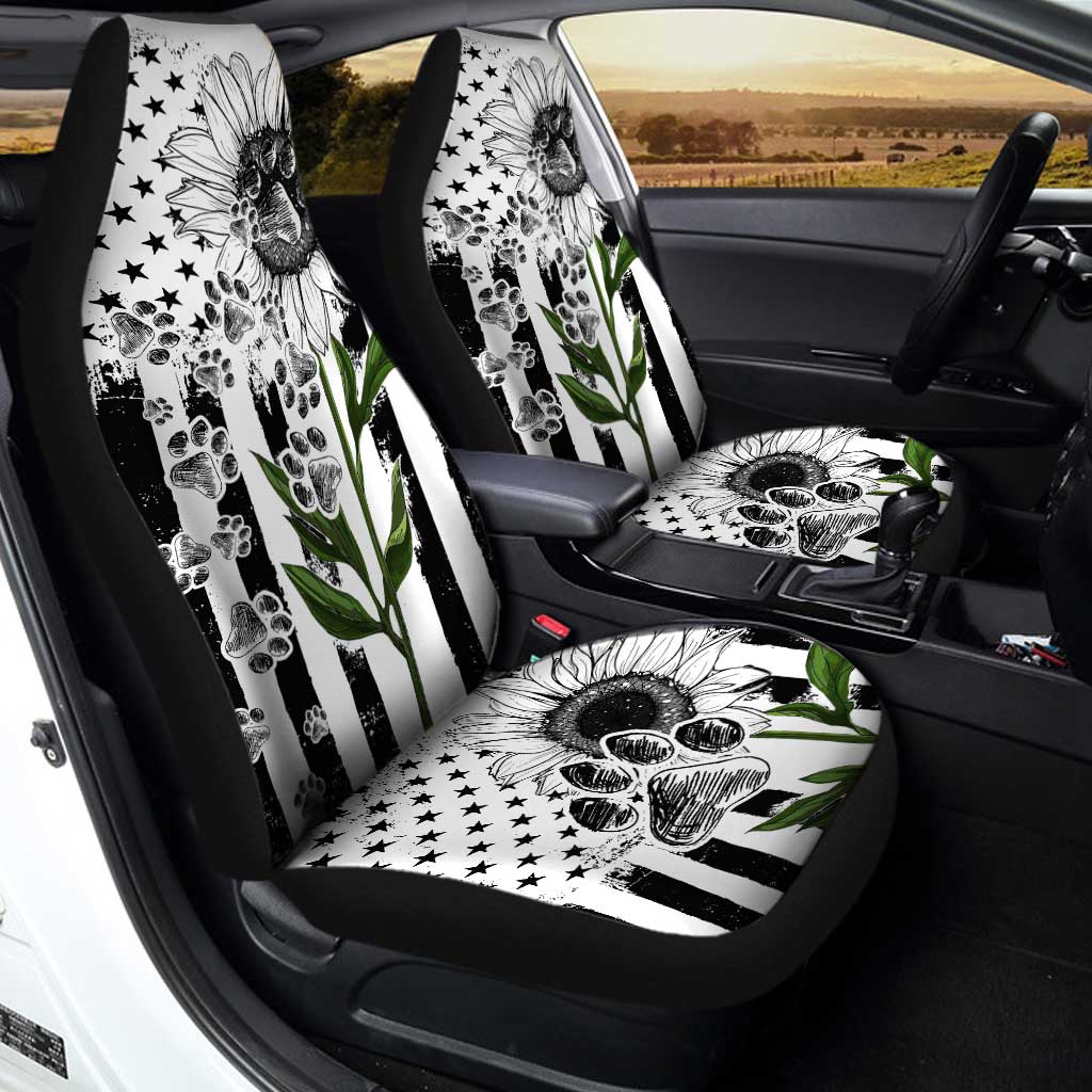 Paws Sunflower Car Seat Covers Custom White Car Accessories