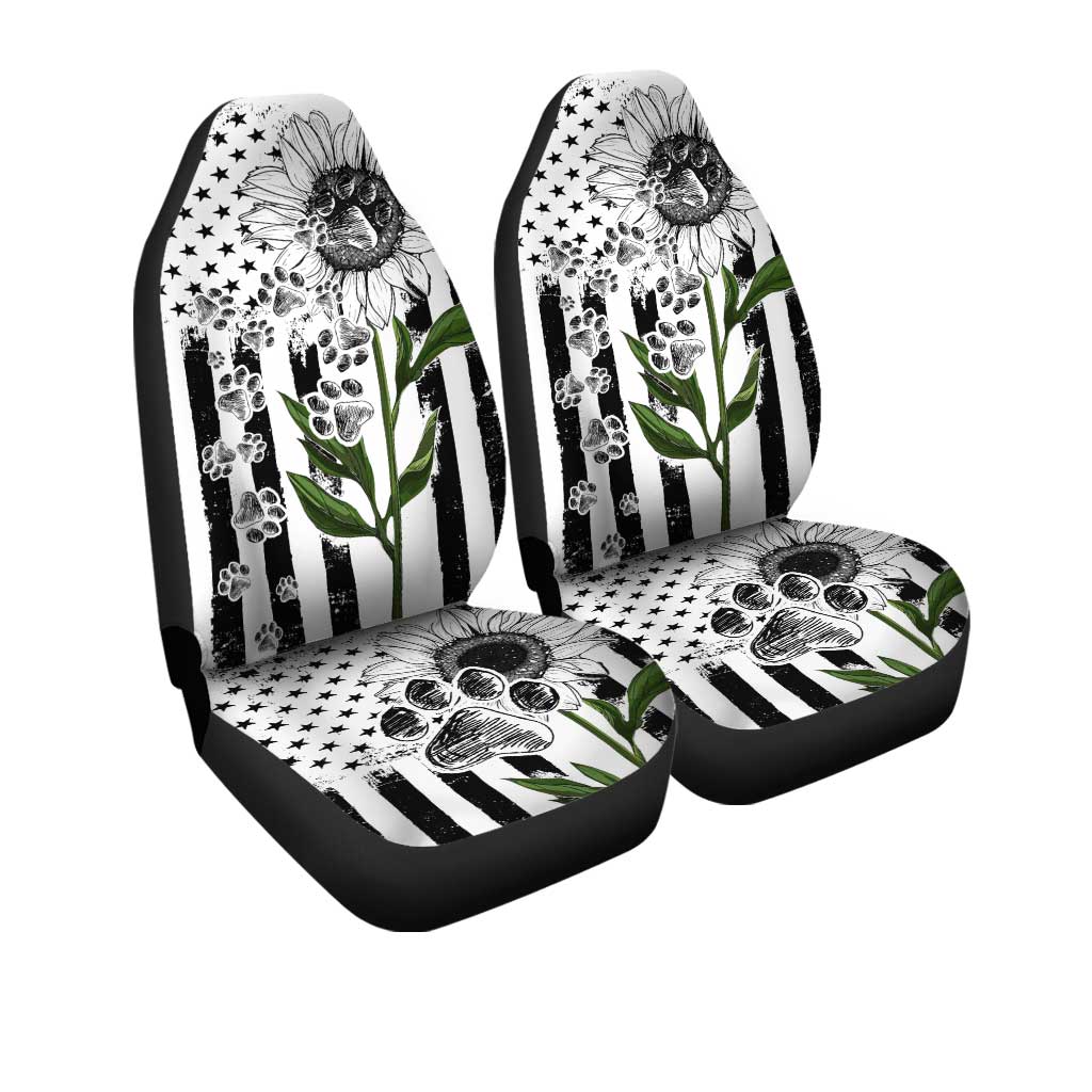 Paws Sunflower Car Seat Covers Custom White Car Accessories