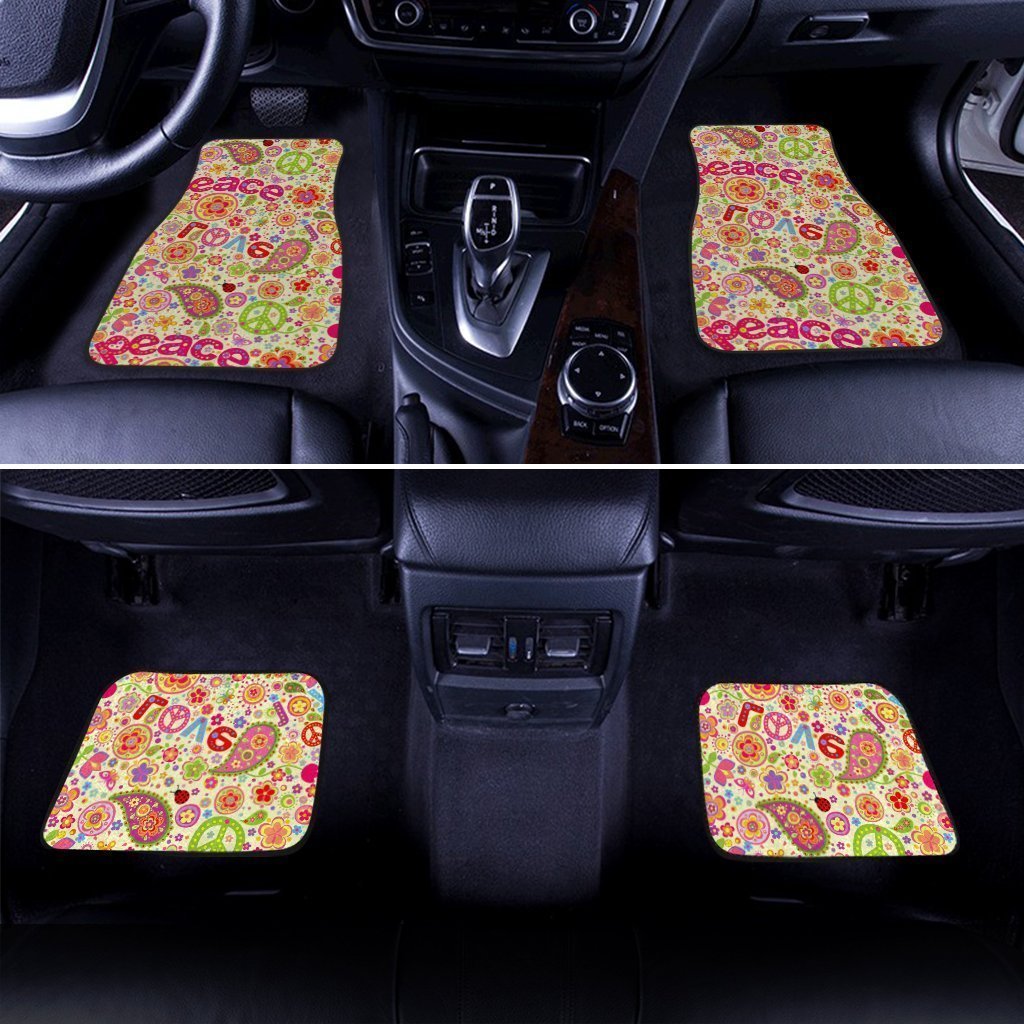 Peace Car Floor Mats Custom Lovely Flower Peace Accessories For Car