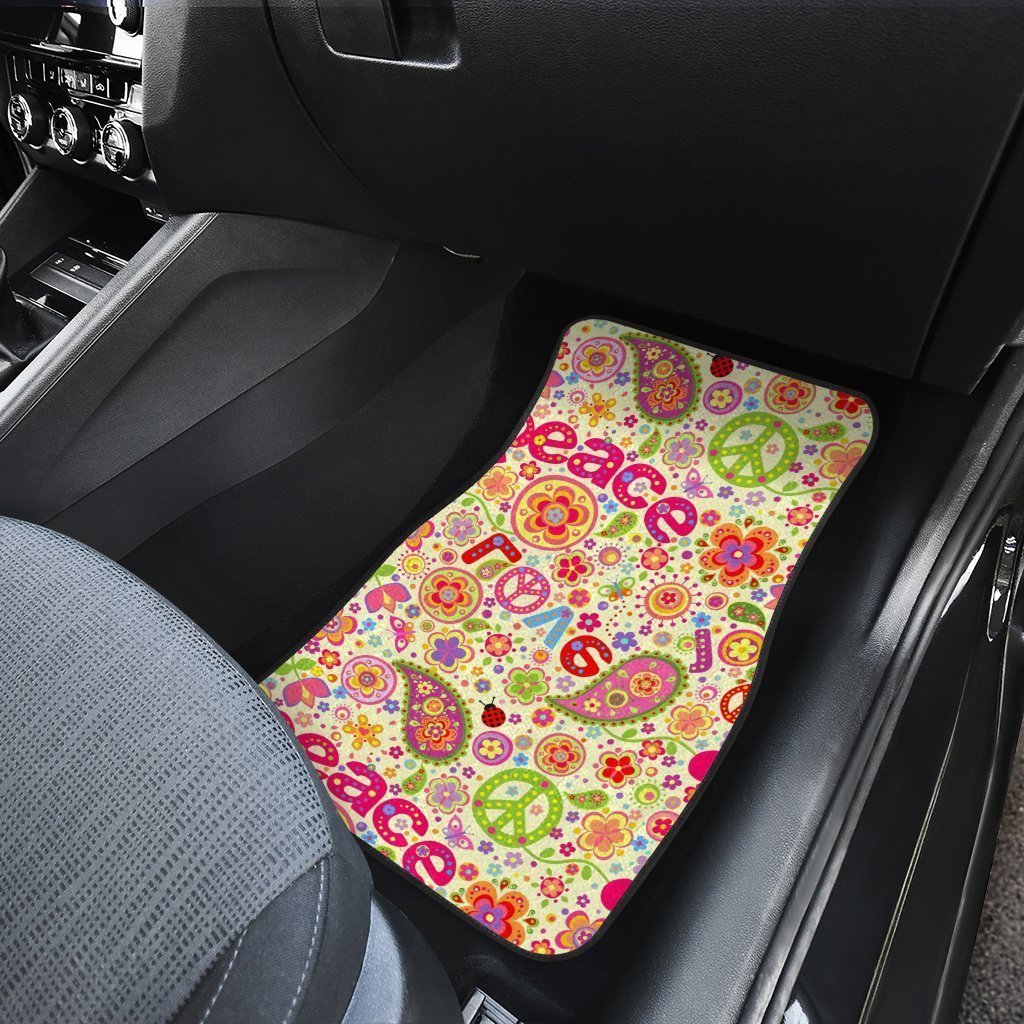 Peace Car Floor Mats Custom Lovely Flower Peace Accessories For Car
