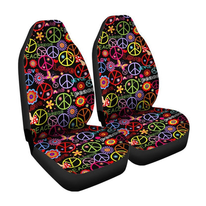 Peace Car Seat Covers Custom Love Peace Flower Car Accessories