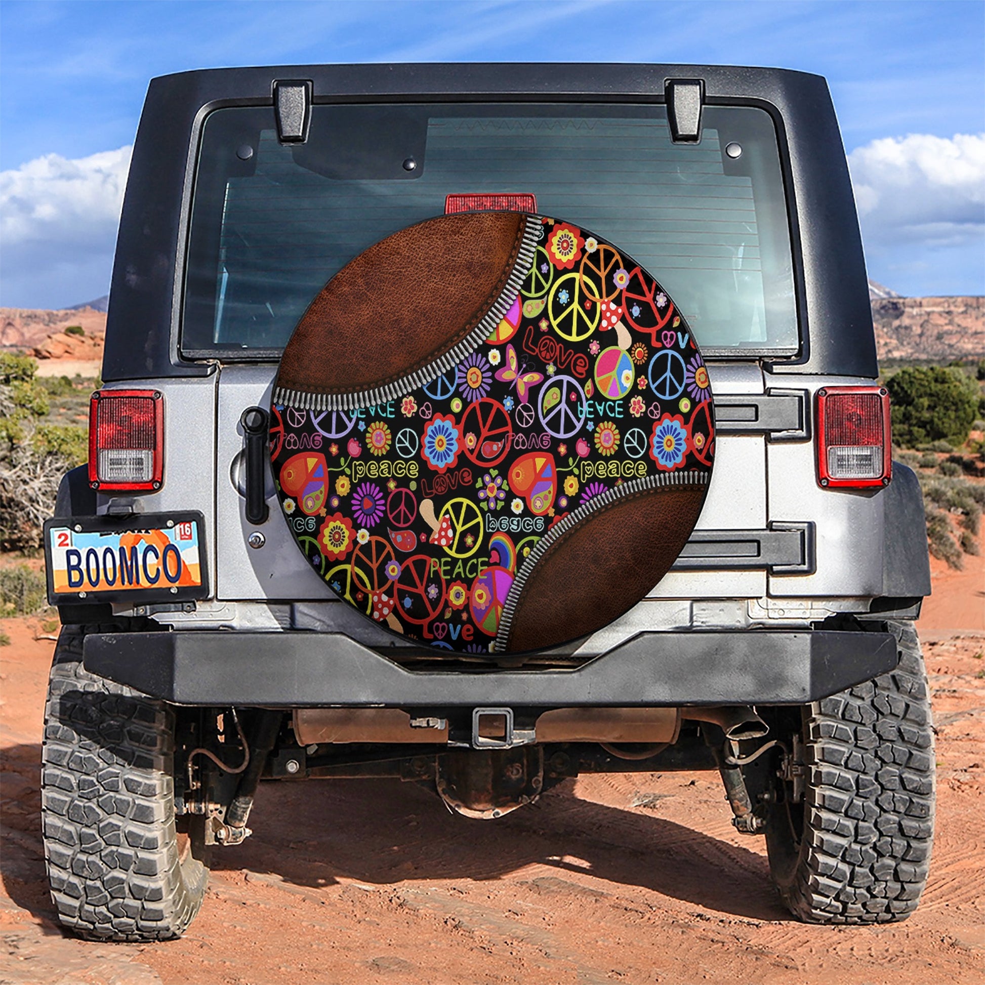 Peace Hippie Car Spare Tire Cover