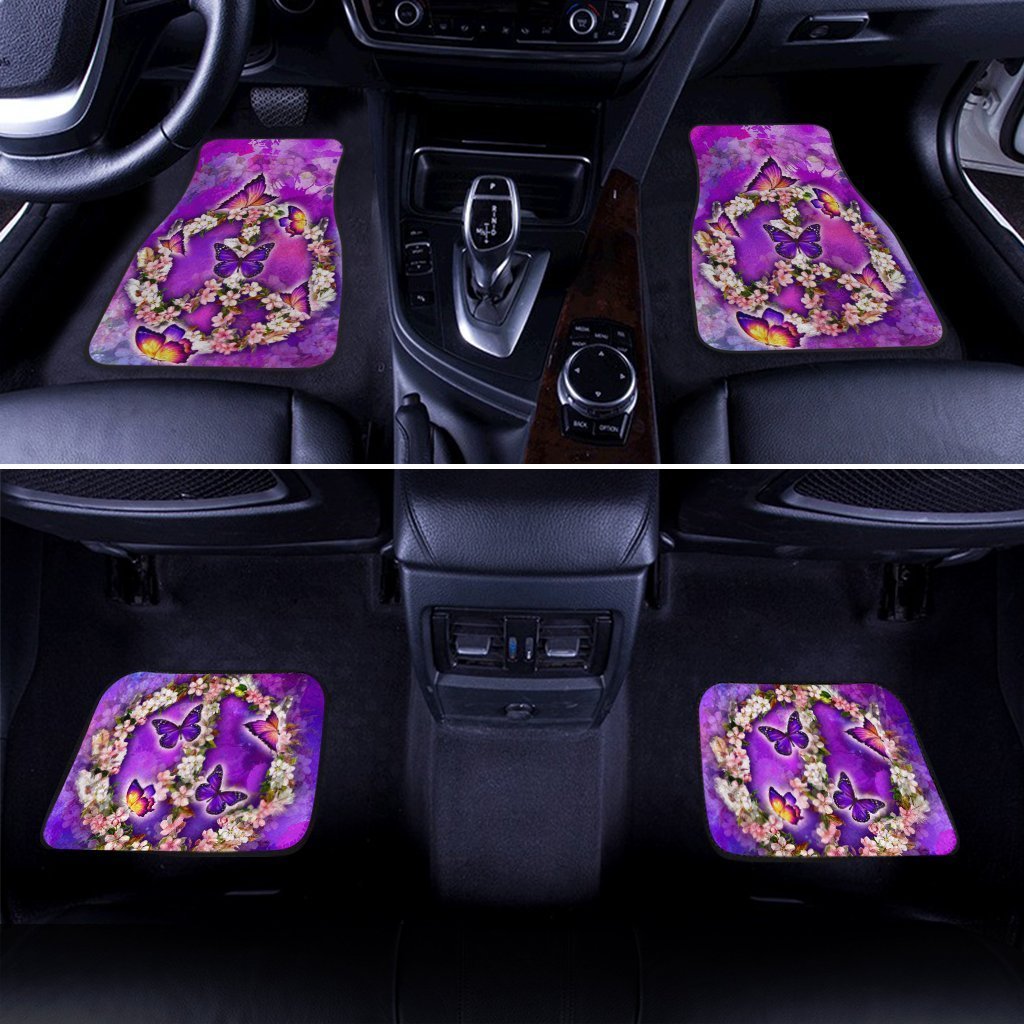 Peace Sign Car Floor Mats Custom Flower Butterfly Car Accessories