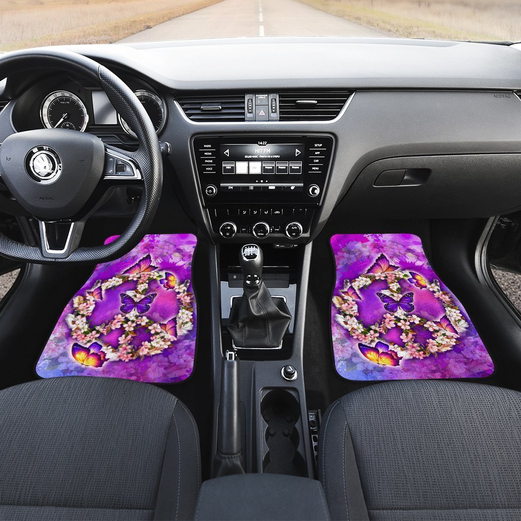 Peace Sign Car Floor Mats Custom Flower Butterfly Car Accessories