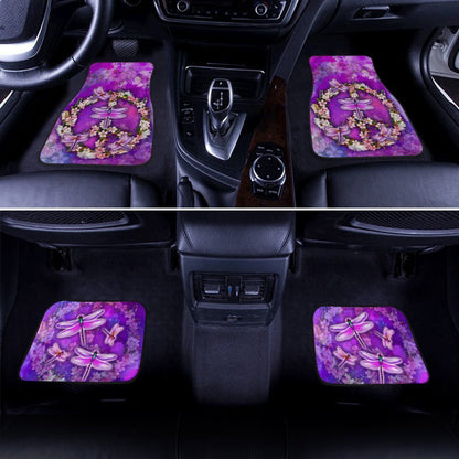 Peace Sign Car Floor Mats Custom Flower Dragonfly Car Accessories