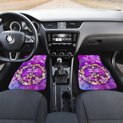 Peace Sign Car Floor Mats Custom Flower Dragonfly Car Accessories