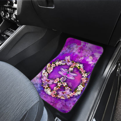 Peace Sign Car Floor Mats Custom Flower Dragonfly Car Accessories