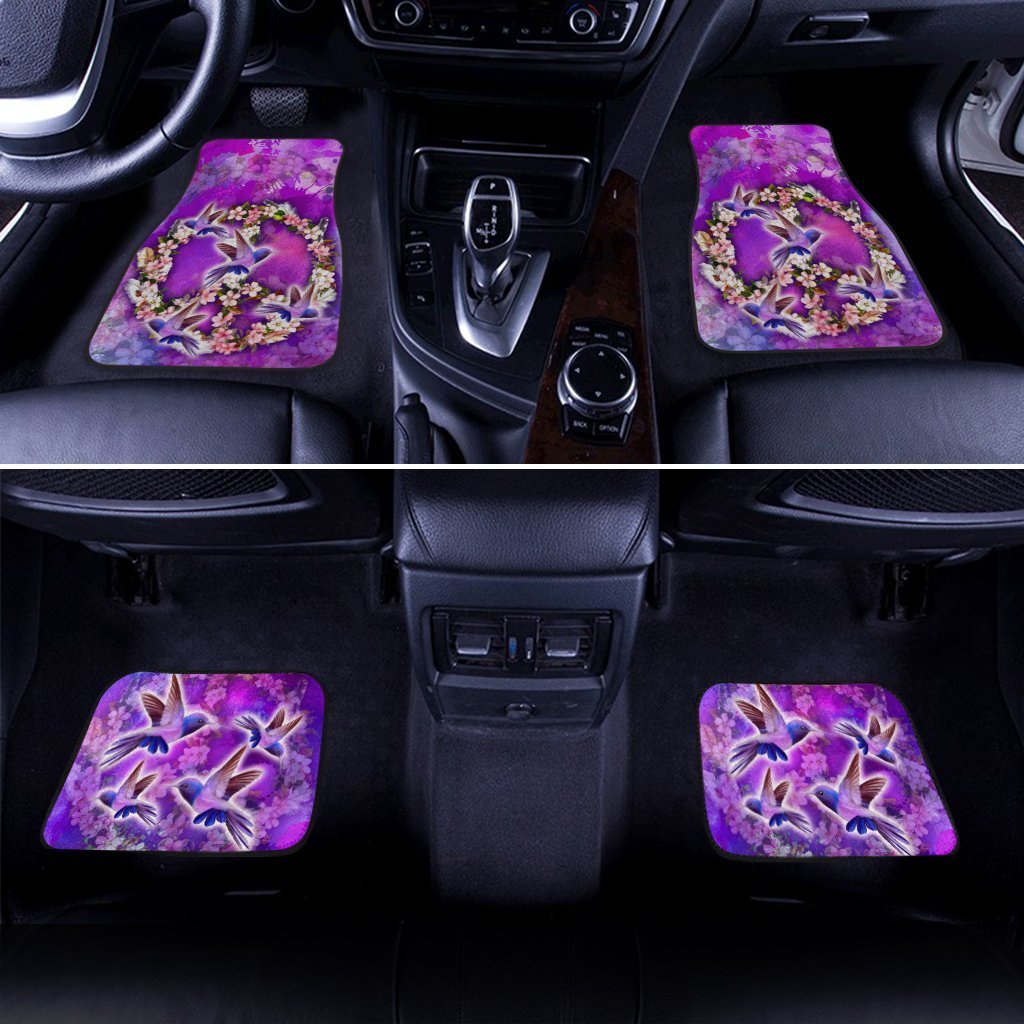 Peace Sign Car Floor Mats Custom Flower Hummingbirds Car Accessories