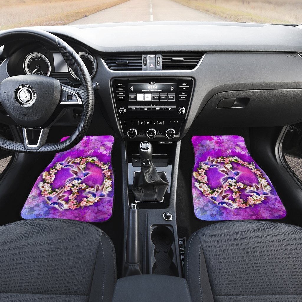Peace Sign Car Floor Mats Custom Flower Hummingbirds Car Accessories