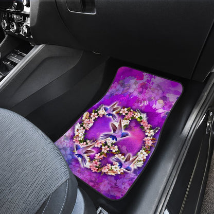 Peace Sign Car Floor Mats Custom Flower Hummingbirds Car Accessories