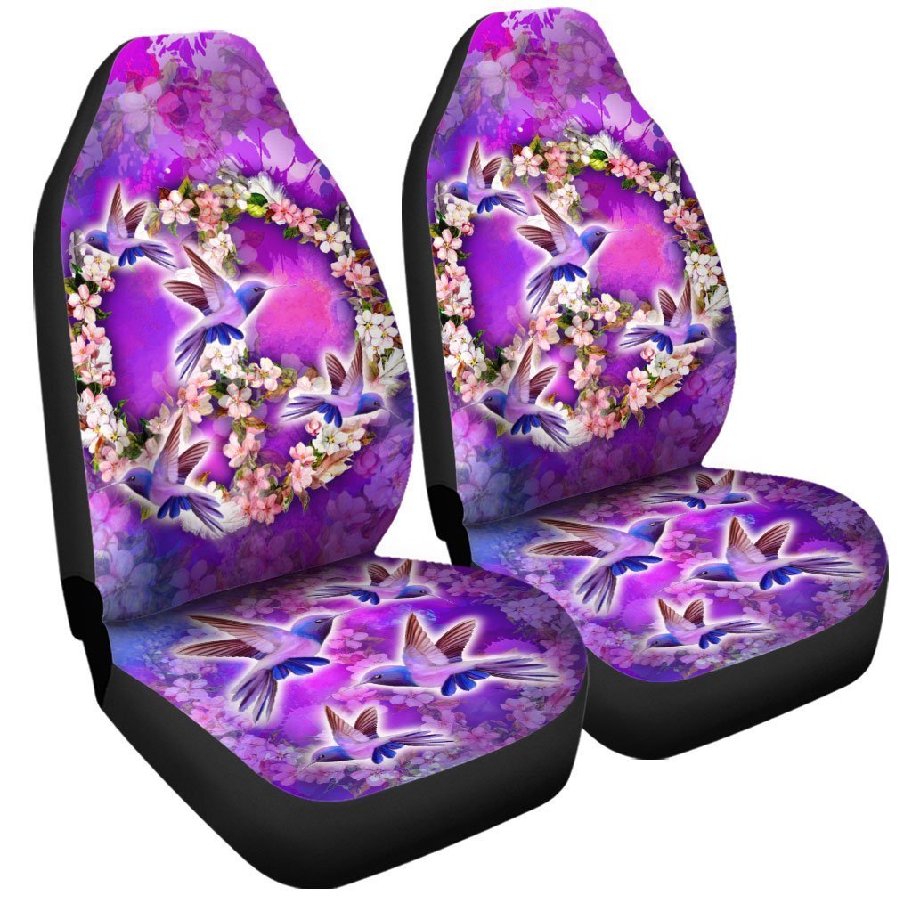 Peace Sign Car Seat Covers Custom Flower Hummingbirds Car Accessories