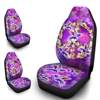 Peace Sign Car Seat Covers Custom Flower Hummingbirds Car Accessories