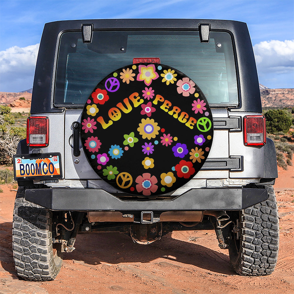 Peace Sign Love Tie Dye Hippie Jeep Car Spare Tire Cover