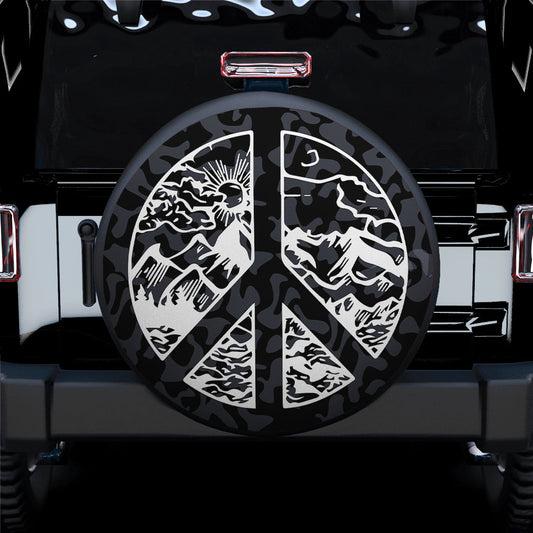 Peace Sign Mountain Jeep Car Spare Tire Cover